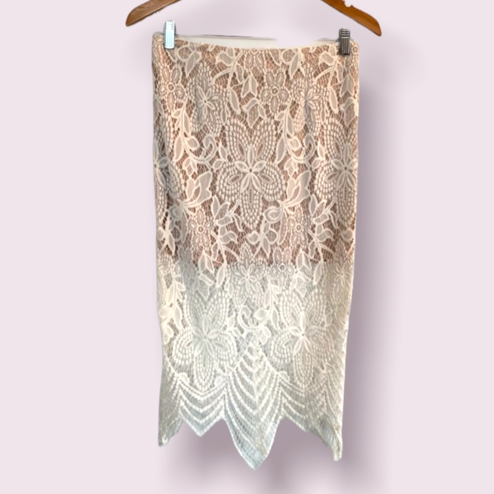 Fashion nova lacy overlay midi skirt